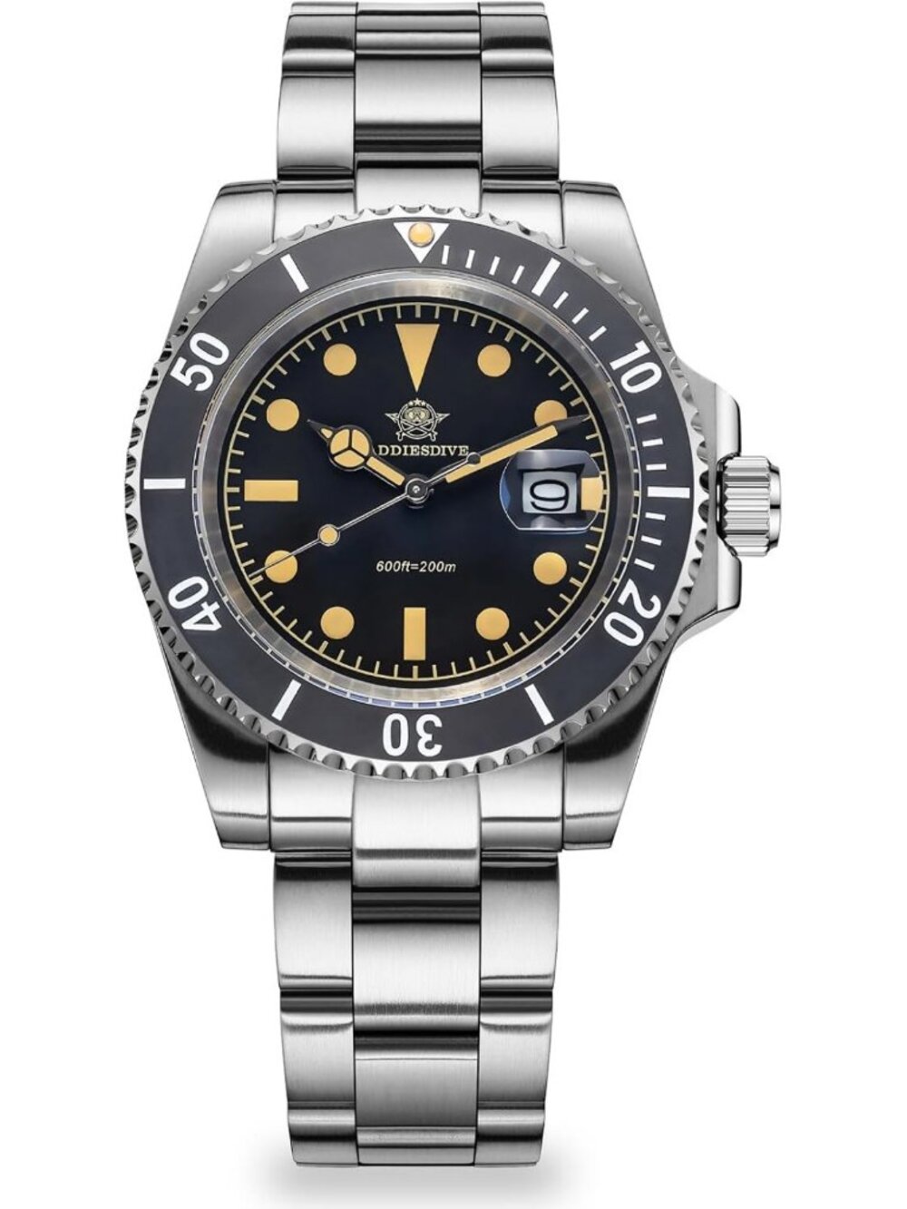 Stylish 41MM Men's Quartz Dive Watch with Stainless Steel Bracelet - Water